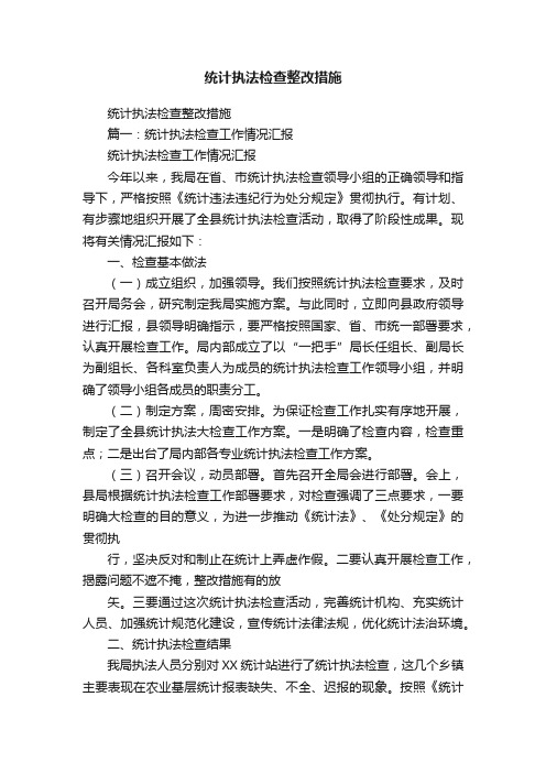 统计执法检查整改措施