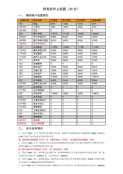 财务软件操作题