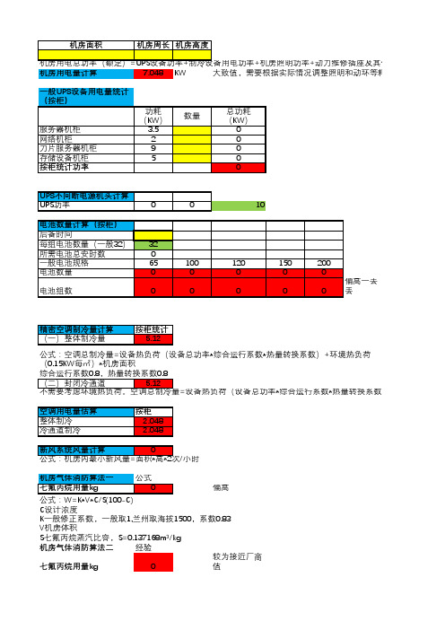 实用机房计算表格