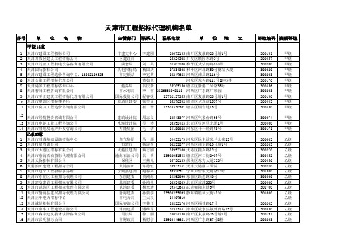 天津工程招标代理机构名单