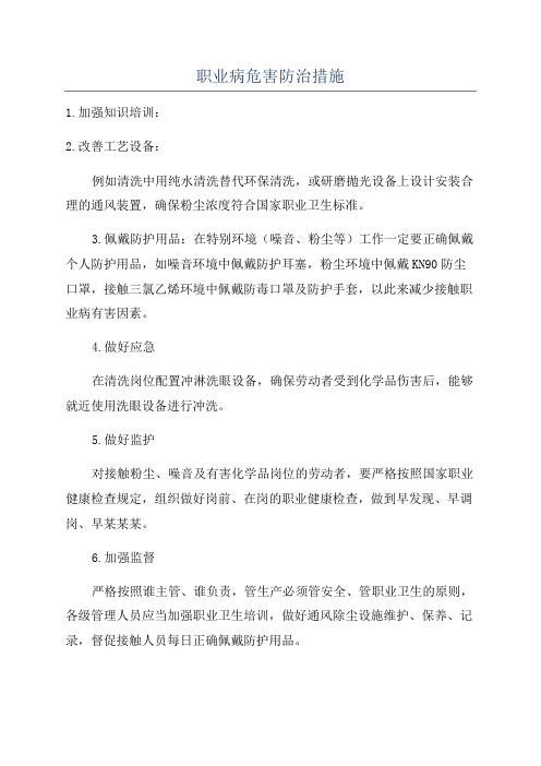 职业病危害防治措施