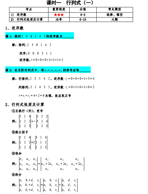 《线性代数》复习笔记习题答案