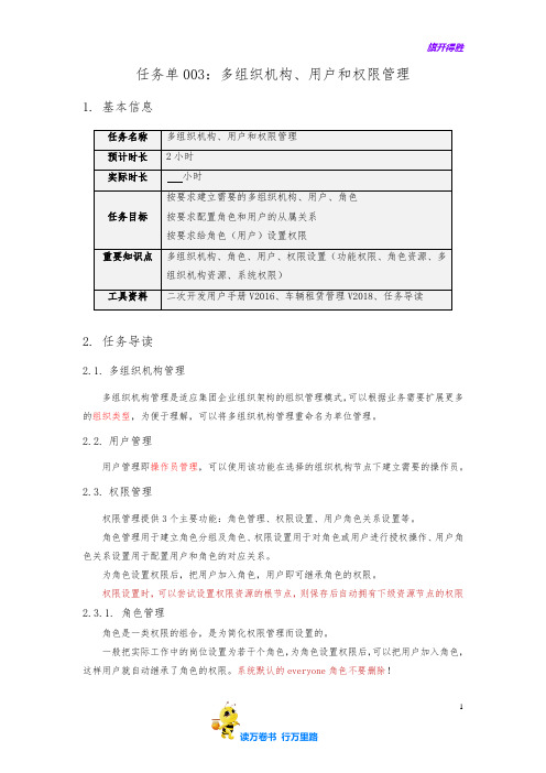 任务单003：多组织机构、用户、角色和权限管理