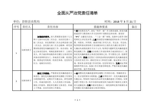全面从严治党责任清单