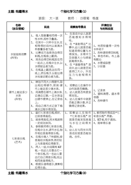 《有趣的水》个别化学习