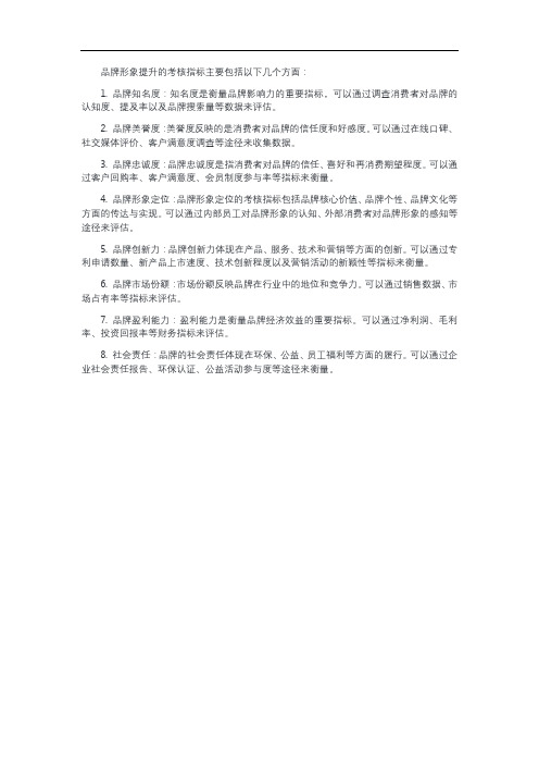 关于品牌形象提升的考核指标