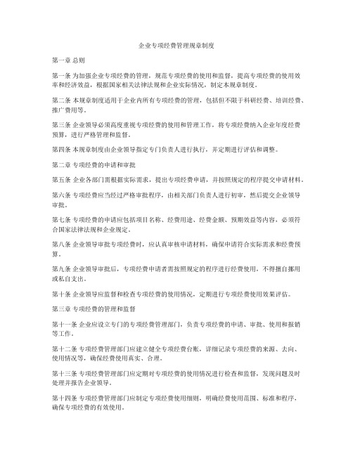 企业专项经费管理规章制度