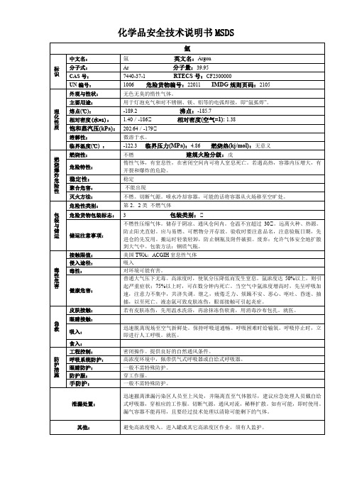 氩-化学品安全技术说明书MSDS