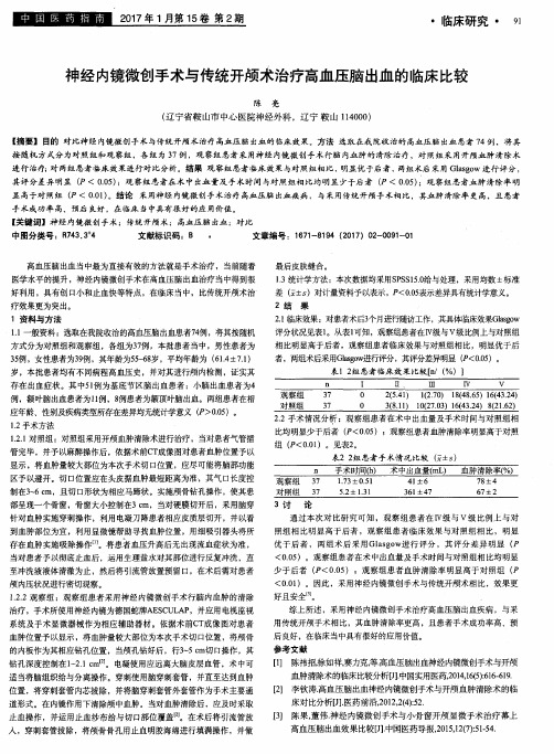 神经内镜微创手术与传统开颅术治疗高血压脑出血的临床比较