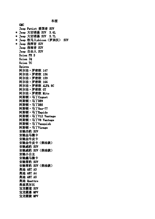 最全车型电瓶对照表