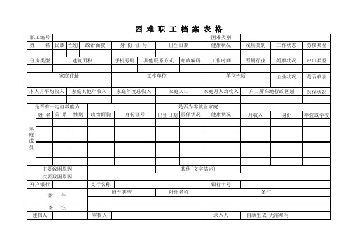 困难职工档案表格