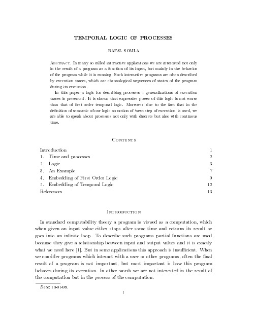 TEMPORAL LOGIC OF PROCESSES