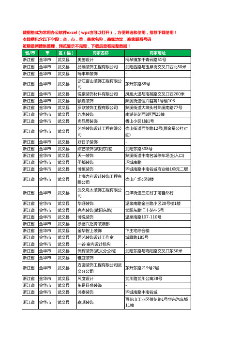 2020新版浙江省金华市武义县装修工商企业公司商家名录名单黄页联系电话号码地址大全59家