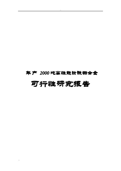 年产2000吨高性能钕铁硼合金项目可行性研究报告