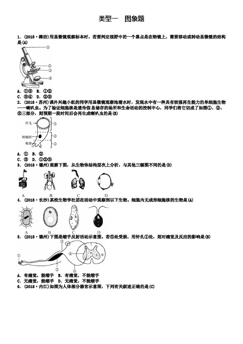 云南专版2019届中考生物题型复习题型一图表题