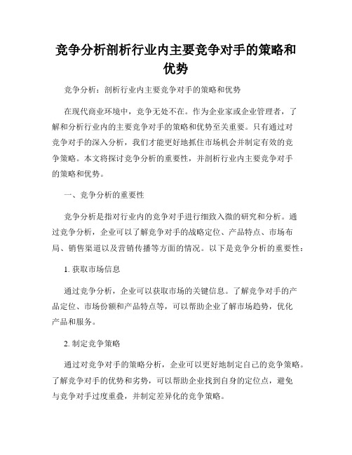 竞争分析剖析行业内主要竞争对手的策略和优势