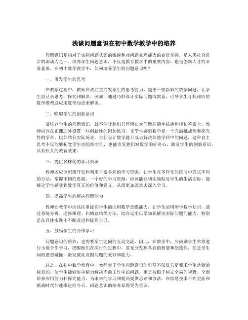 浅谈问题意识在初中数学教学中的培养