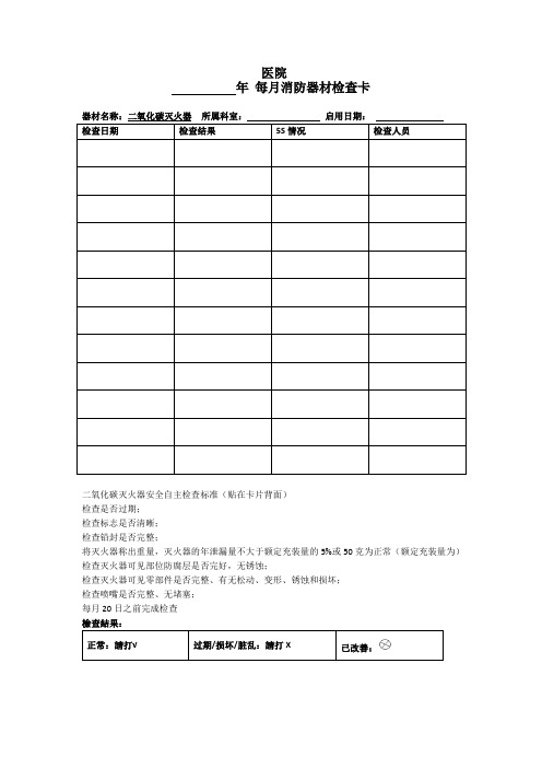 二氧化碳灭火器检查表