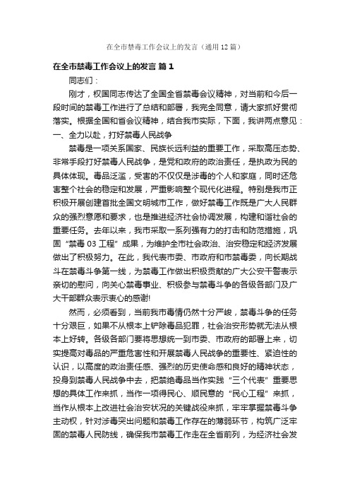 在全市禁毒工作会议上的发言（通用12篇）