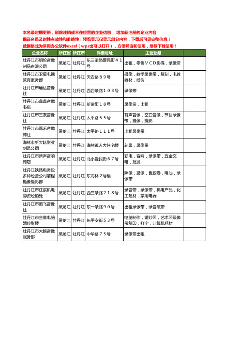 新版黑龙江省牡丹江录像带工商企业公司商家名录名单联系方式大全13家