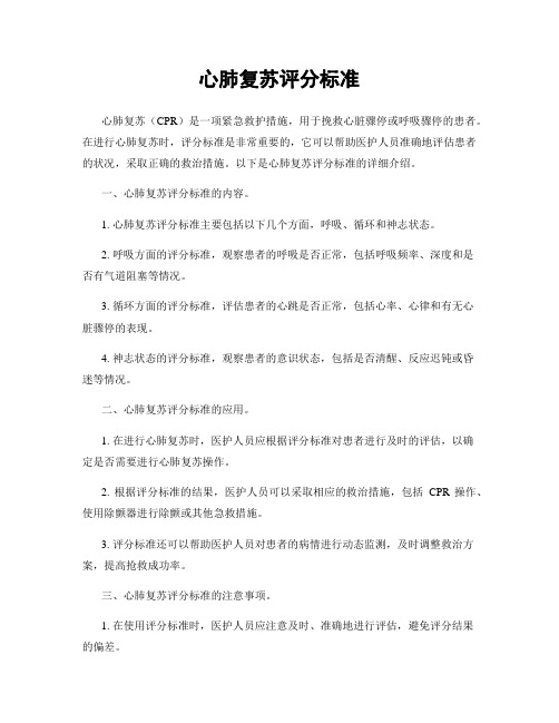 心肺复苏评分标准