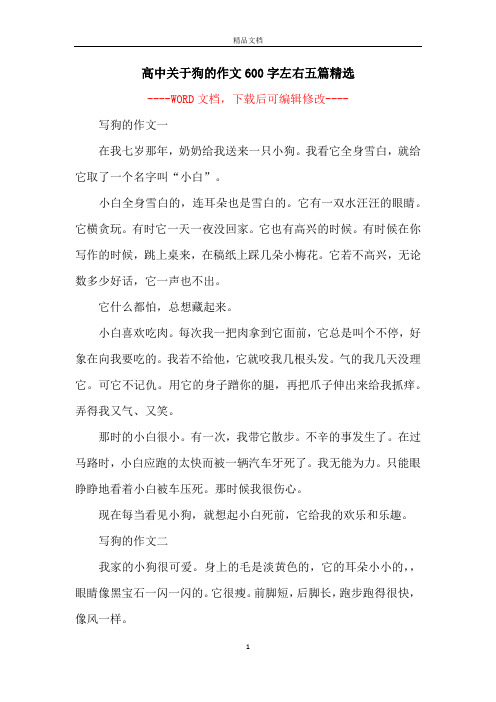 高中关于狗的作文600字左右五篇精选