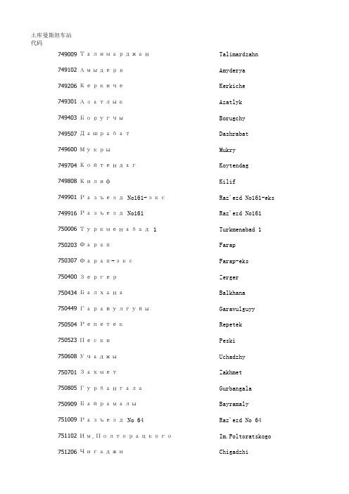 中亚五国及俄罗斯铁路站编