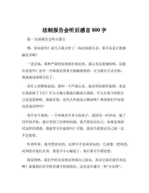 法制报告会听后感言800字