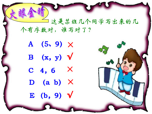 青岛版七年级下册数学：14.1 用有序数对表示位置 (1)