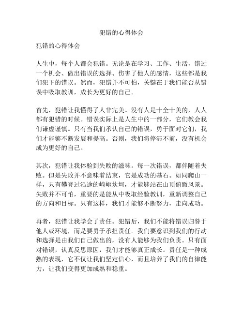 犯错的心得体会