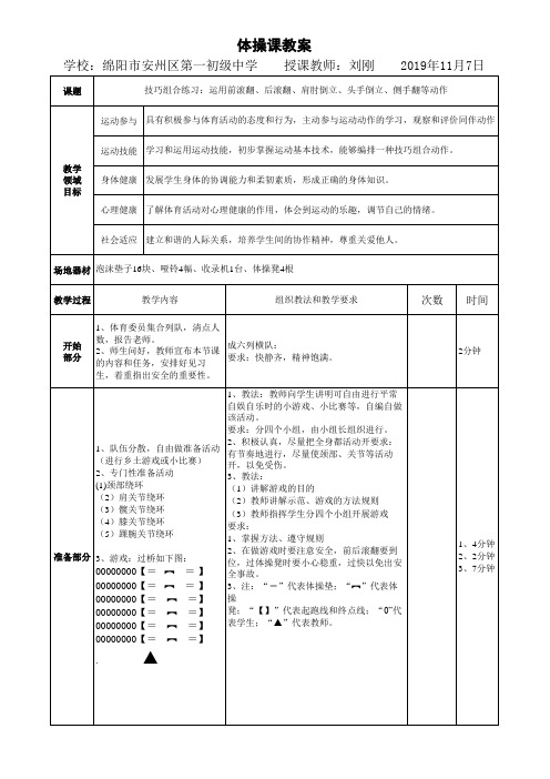 技巧动作组合体操课教案1