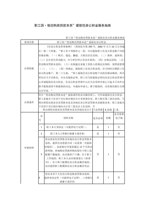 职工因偿还购房贷款本息提取住房公积金服务指南