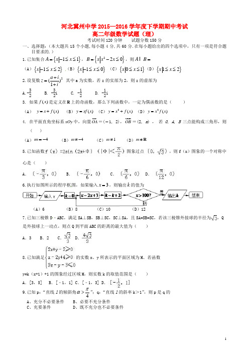 河北省冀州中学学高二数学下学期期中试题A理-课件