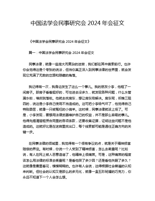 中国法学会民事研究会2024年会征文