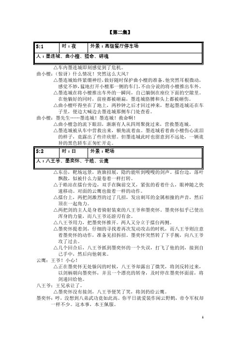 《双世宠妃2》第2集剧本180117