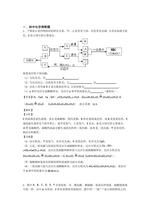 2020-2021九年级化学 化学推断题的专项 培优练习题及详细答案