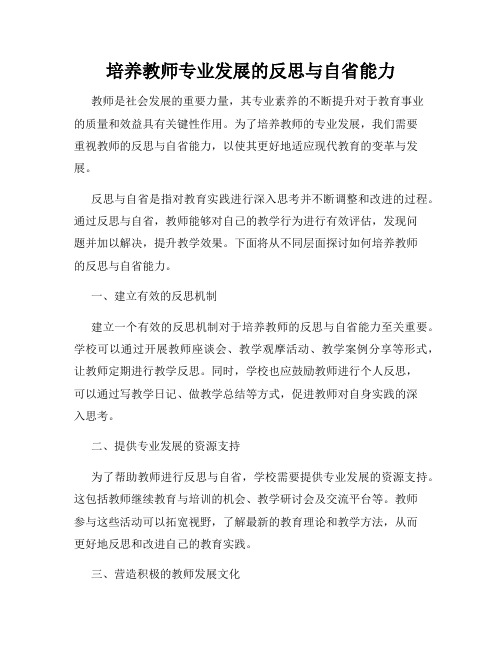 培养教师专业发展的反思与自省能力