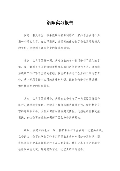 洛阳实习报告