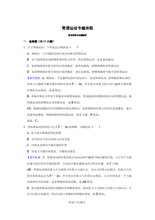 简谐运动专题训练(教师版)