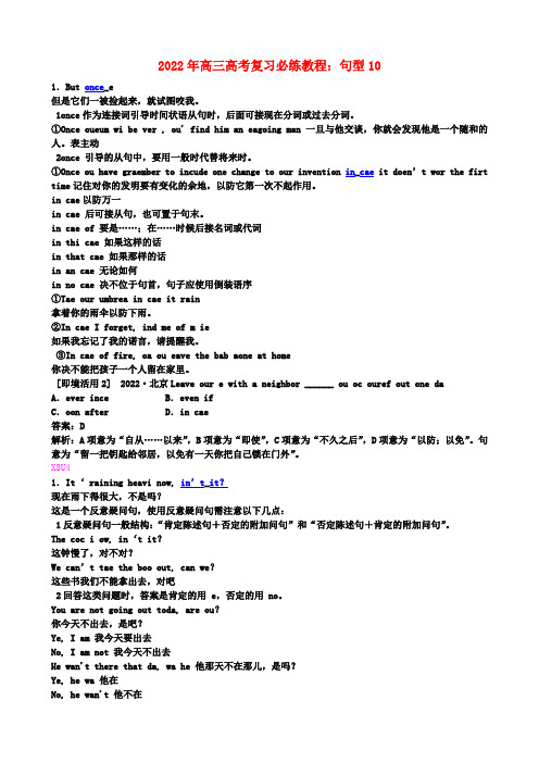 2022年高考英语复习必练教程 句型10