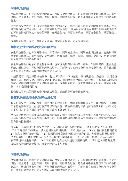 网络安全风险评估报告范文