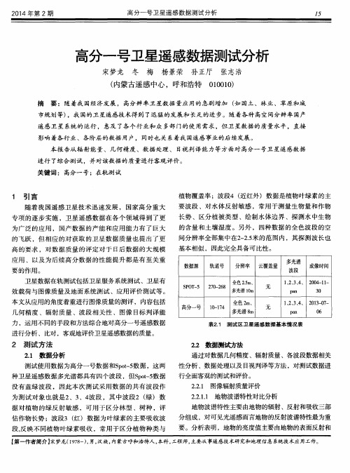 高分一号卫星遥感数据测试分析