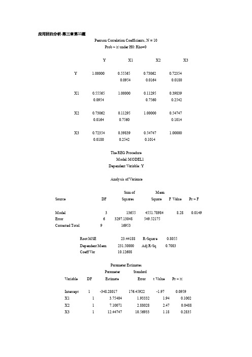 应用回归分析3-11运行结果