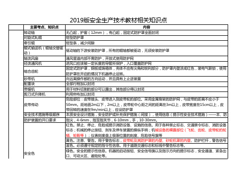 安全生产技术2019版教材知识要点