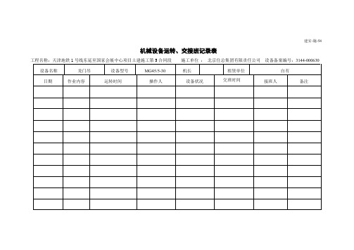 机械设备运转、交接班记录表