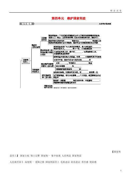 2019年八年级道德与法治上册 第四单元 维护国家利益复习试题 新人教版