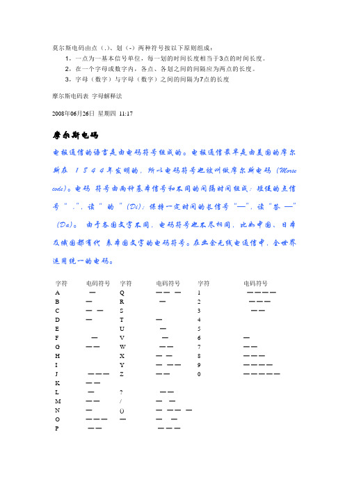 莫尔斯电码表+摩尔斯密码表