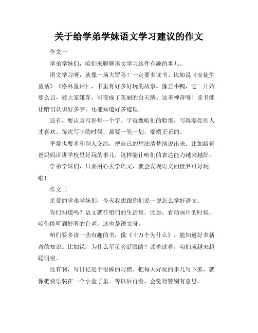 关于给学弟学妹语文学习建议的作文