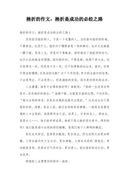 挫折的作文：挫折是成功的必经之路