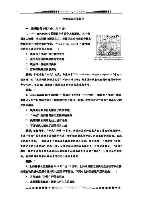 高考历史二轮复习专题训练 世界格局的多极化(含解析)(新人教版)